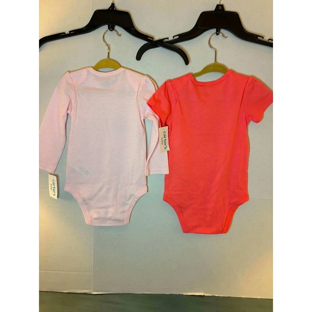 Carter's Bodysuit Set Baby Girl 18M Pink Coral NEW Little Sister Grandma Bee